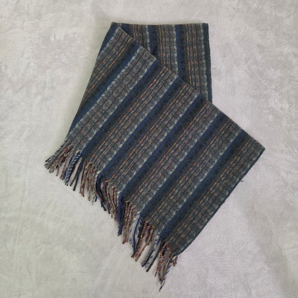 Vtg Errigal Rug John Molloy Ireland 100% Wool Travel Car Blanket Blue Striped